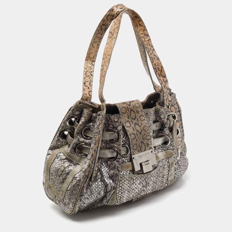 Pre Owned Jimmy Choo Grey Snakeskin Ramona Tote