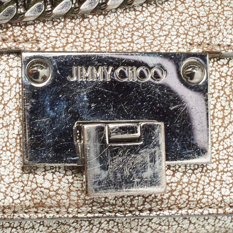 Pre Owned Jimmy Choo Metallic Grey Leather Rebel Crossbody Bag