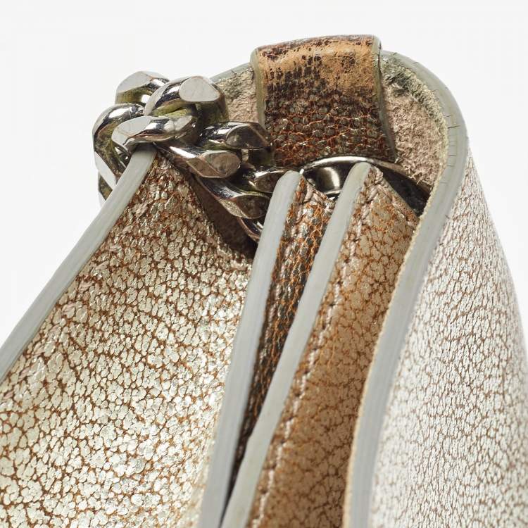 Pre Owned Jimmy Choo Metallic Grey Leather Rebel Crossbody Bag