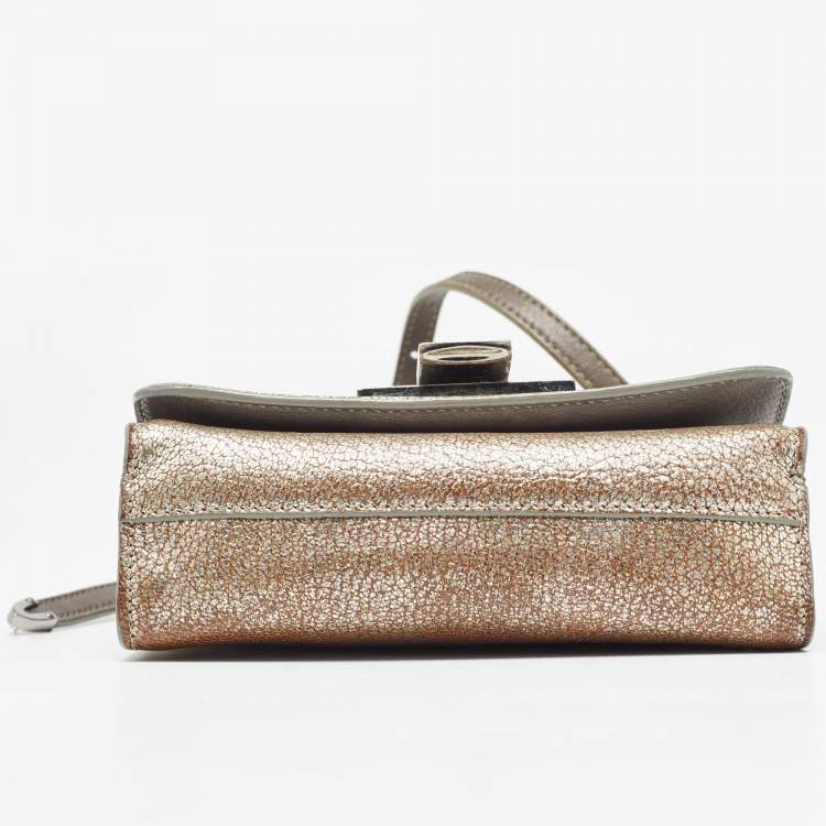 Pre Owned Jimmy Choo Metallic Grey Leather Rebel Crossbody Bag
