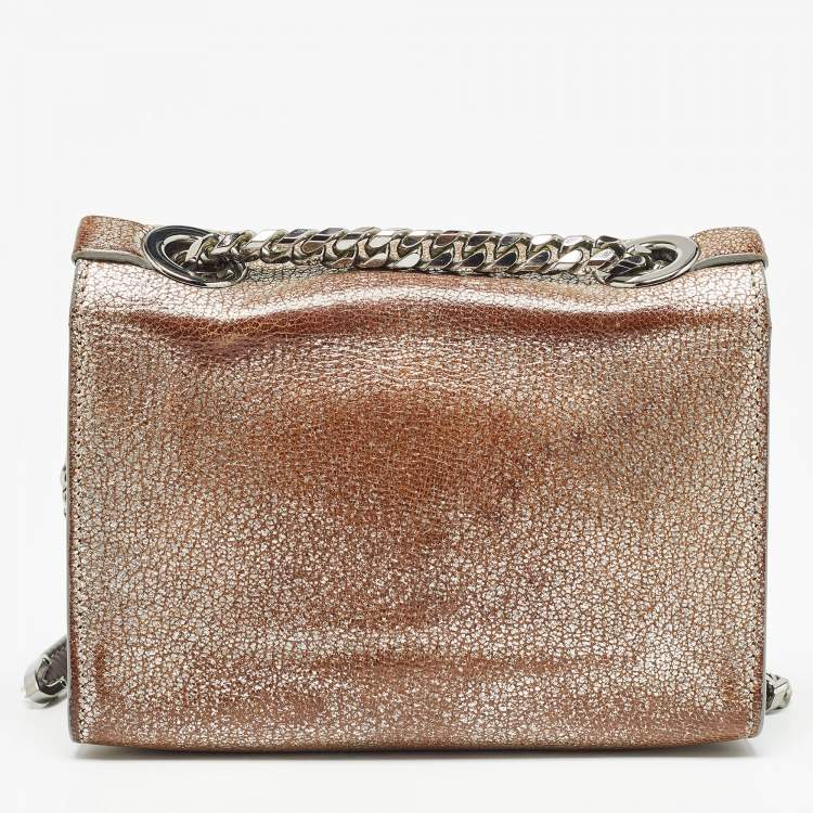 Pre Owned Jimmy Choo Metallic Grey Leather Rebel Crossbody Bag