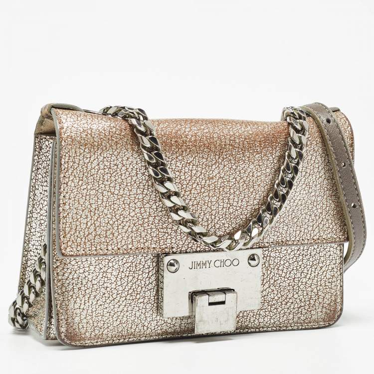 Pre Owned Jimmy Choo Metallic Grey Leather Rebel Crossbody Bag