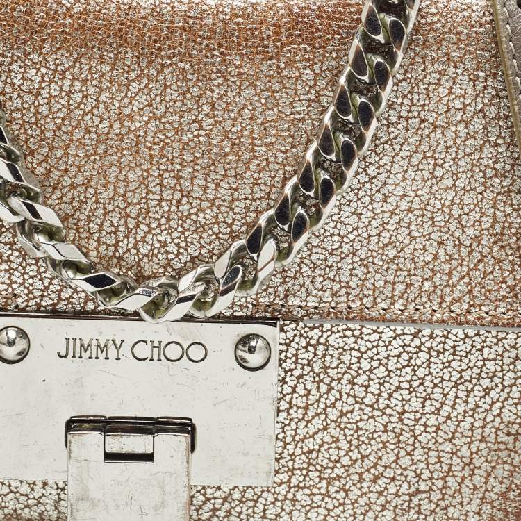 Pre Owned Jimmy Choo Metallic Grey Leather Rebel Crossbody Bag