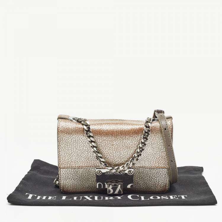 Pre Owned Jimmy Choo Metallic Grey Leather Rebel Crossbody Bag
