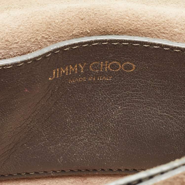 Pre Owned Jimmy Choo Metallic Grey Leather Rebel Crossbody Bag