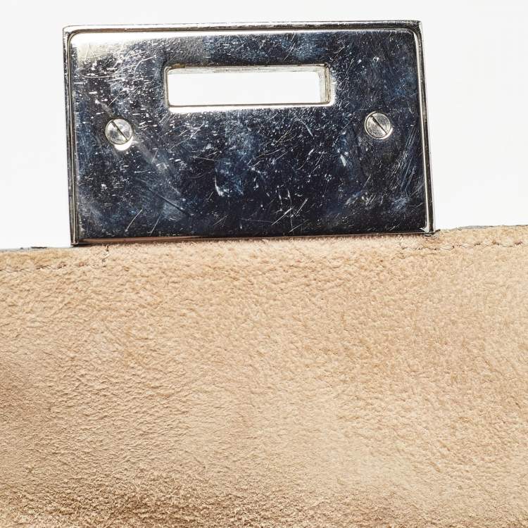 Pre Owned Jimmy Choo Metallic Grey Leather Rebel Crossbody Bag