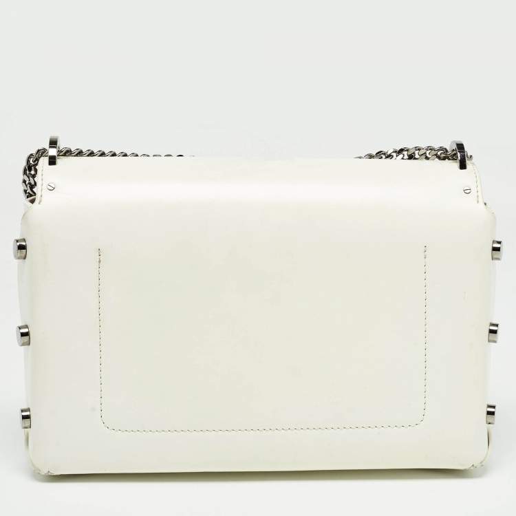 Pre Owned Jimmy Choo White Glazed Leather Lockett City Shoulder Bag