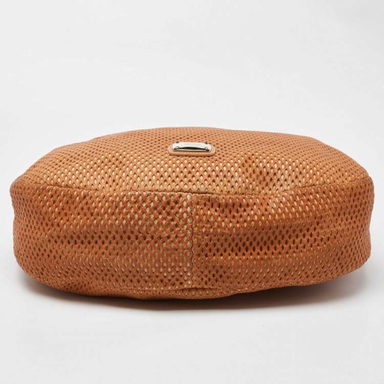 Pre Owned Jimmy Choo Tan Perforated Leather Sky Hobo