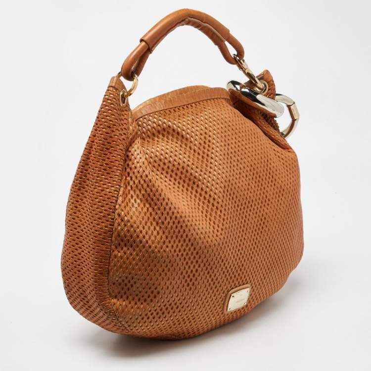 Pre Owned Jimmy Choo Tan Perforated Leather Sky Hobo