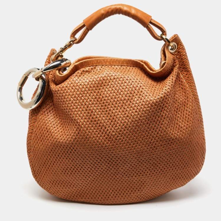 Pre Owned Jimmy Choo Tan Perforated Leather Sky Hobo