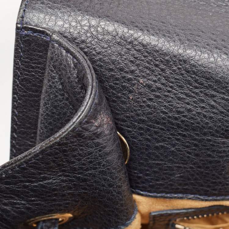 Pre Owned Jimmy Choo Midnight Blue Leather Rosalie Top Handle Bag