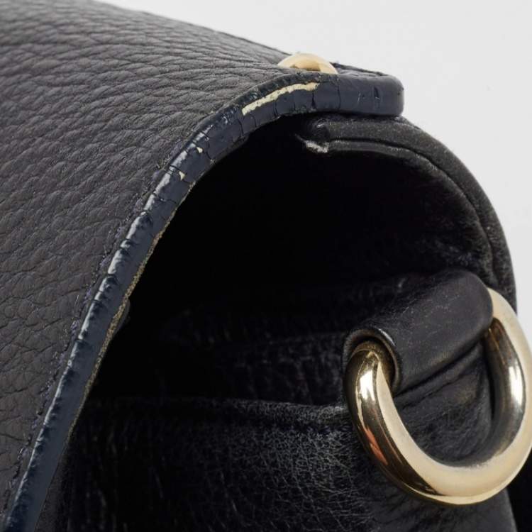 Pre Owned Jimmy Choo Midnight Blue Leather Rosalie Top Handle Bag