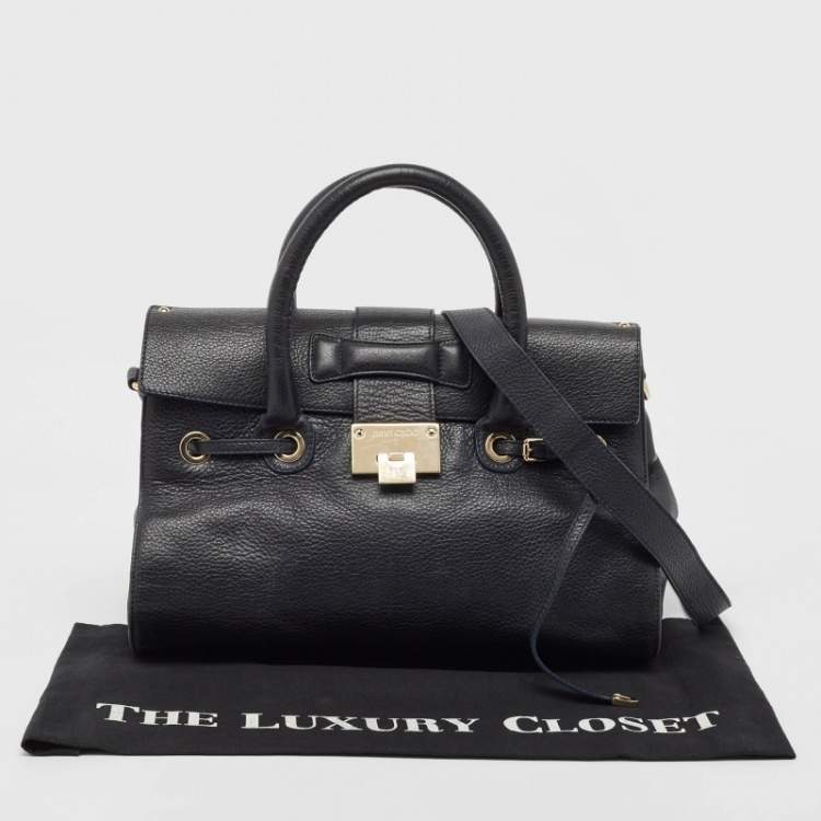 Pre Owned Jimmy Choo Midnight Blue Leather Rosalie Top Handle Bag