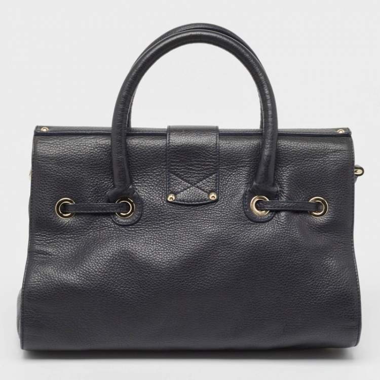 Pre Owned Jimmy Choo Midnight Blue Leather Rosalie Top Handle Bag