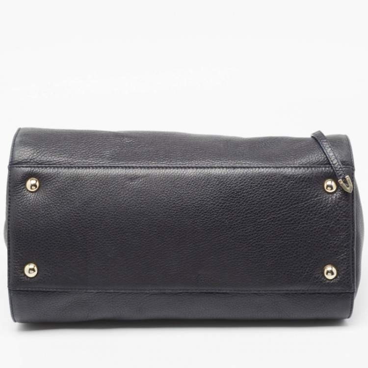 Pre Owned Jimmy Choo Midnight Blue Leather Rosalie Top Handle Bag