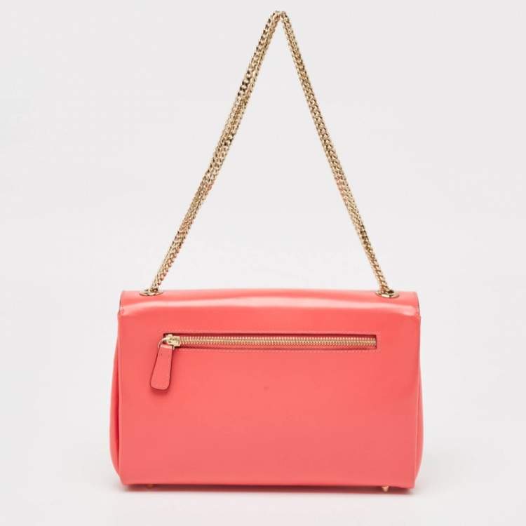 Pre Owned Jimmy Choo Dark Pink Glazed Leather Alba Shoulder Bag