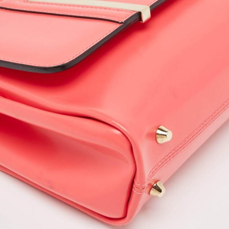 Pre Owned Jimmy Choo Dark Pink Glazed Leather Alba Shoulder Bag