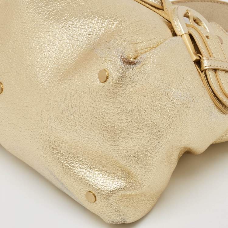 Pre Owned Jimmy Choo Gold Leather Tulita Shoulder Bag