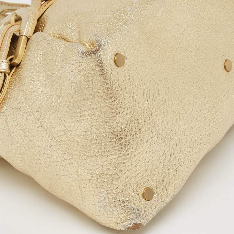 Pre Owned Jimmy Choo Gold Leather Tulita Shoulder Bag