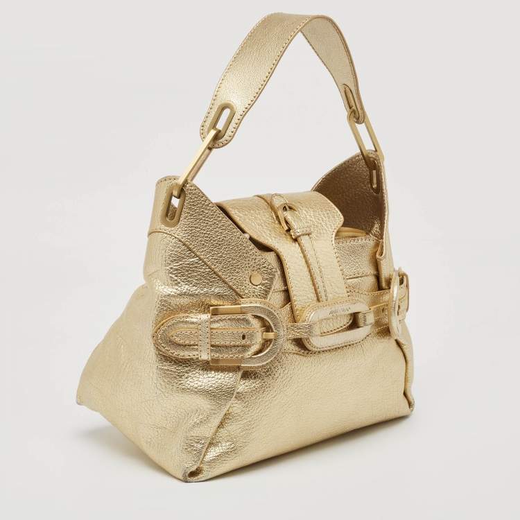 Pre Owned Jimmy Choo Gold Leather Tulita Shoulder Bag