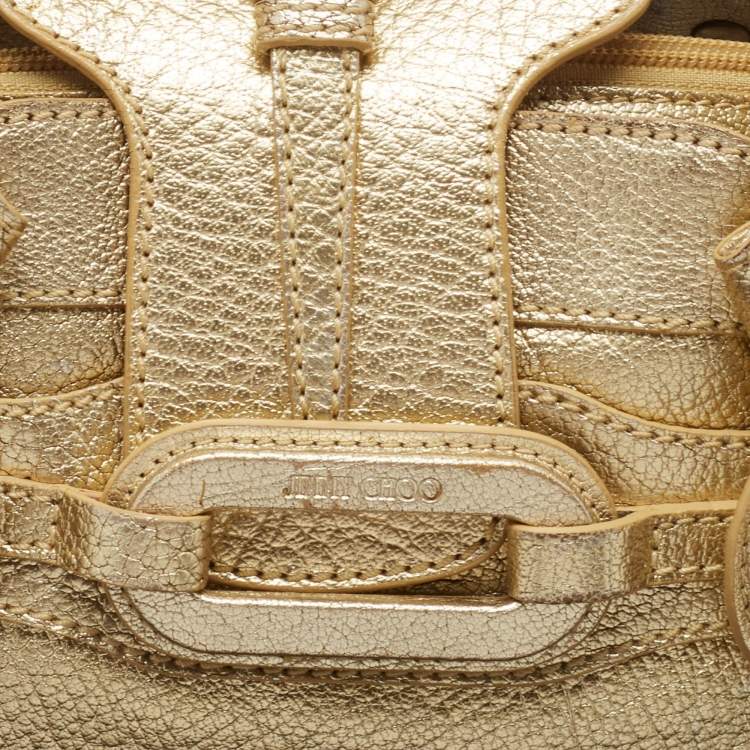 Pre Owned Jimmy Choo Gold Leather Tulita Shoulder Bag