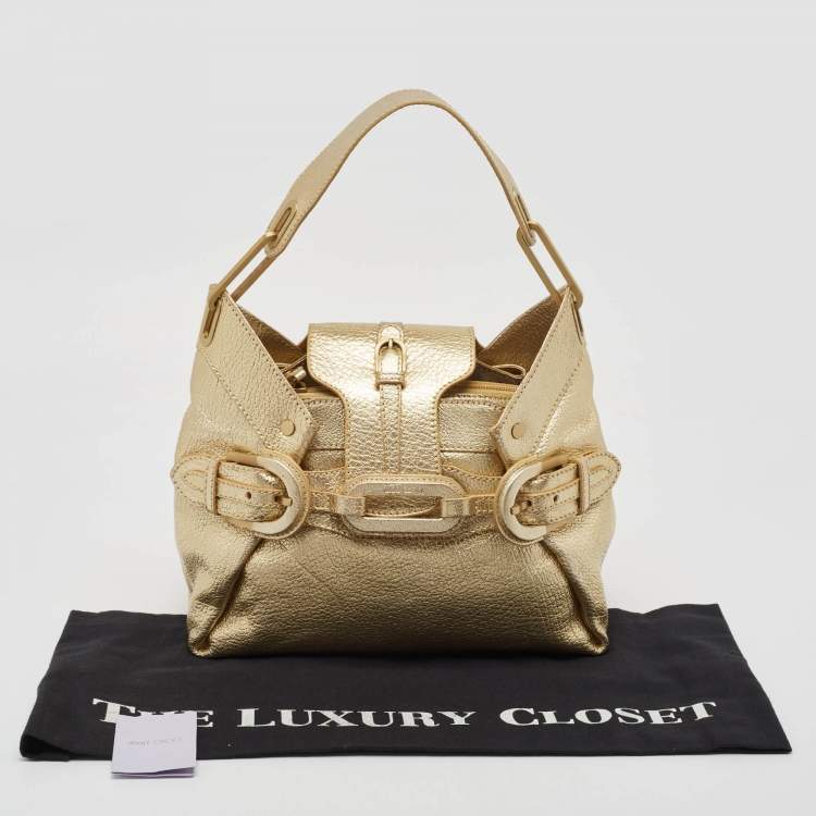 Pre Owned Jimmy Choo Gold Leather Tulita Shoulder Bag