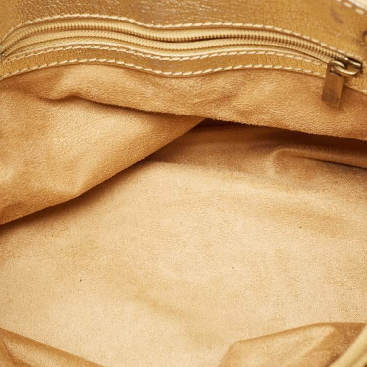 Pre Owned Jimmy Choo Gold Leather Tulita Shoulder Bag