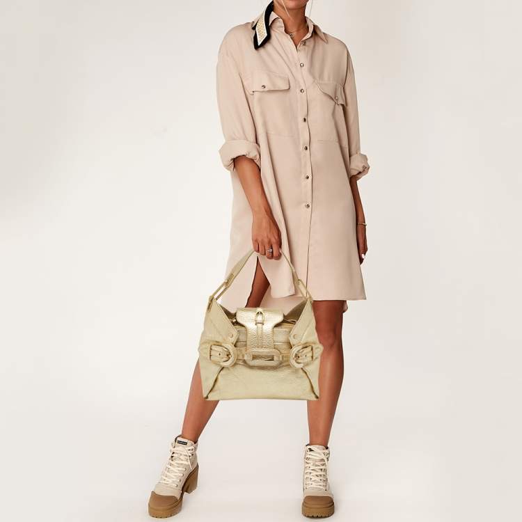Pre Owned Jimmy Choo Gold Leather Tulita Shoulder Bag