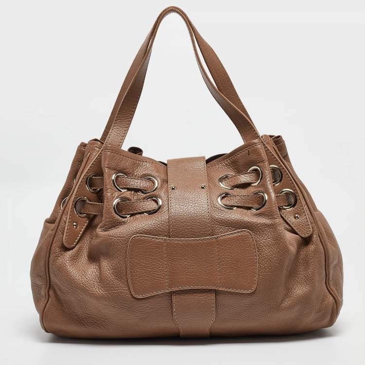 Pre Owned Jimmy Choo Brown Leather Ramona Shoulder Bag