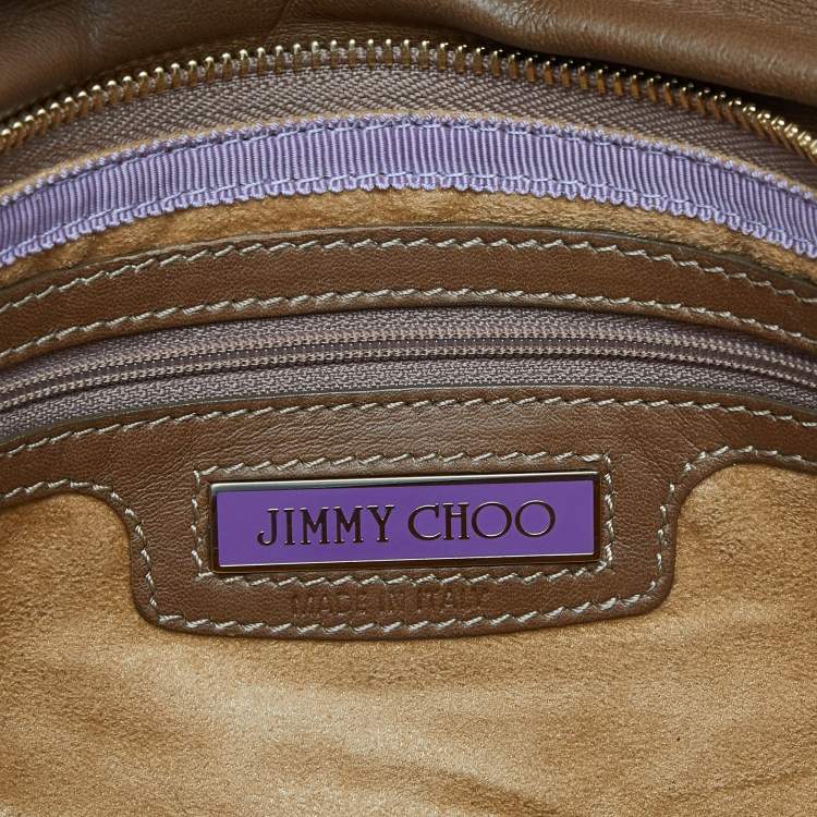 Pre Owned Jimmy Choo Brown/Gold Python and Leather Tulita Hobo
