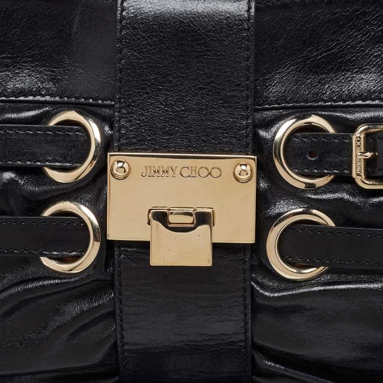 Pre Owned Jimmy Choo Black Leather Rio Clutch Bag