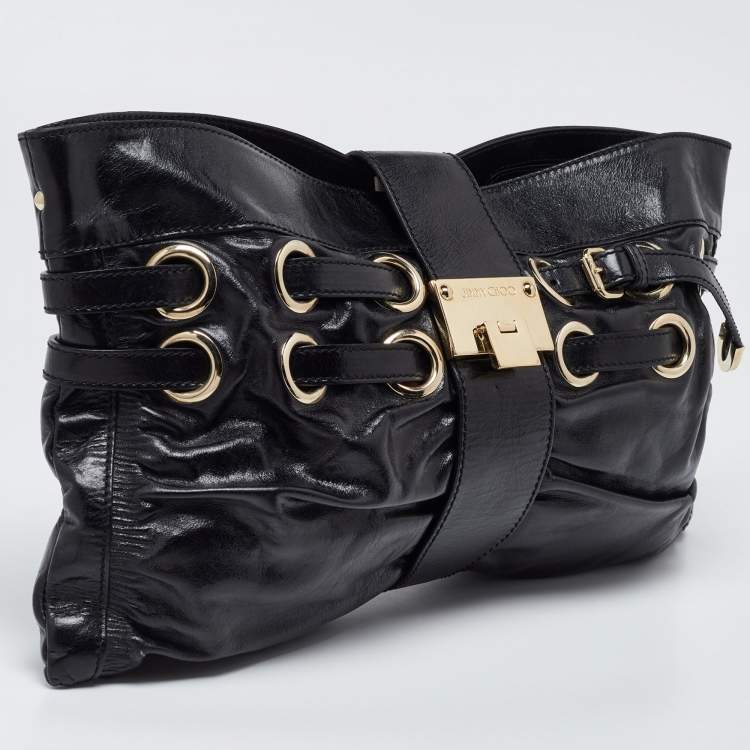 Pre Owned Jimmy Choo Black Leather Rio Clutch Bag