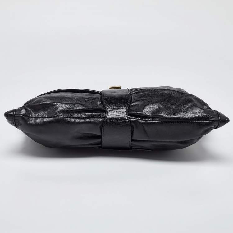 Pre Owned Jimmy Choo Black Leather Rio Clutch Bag