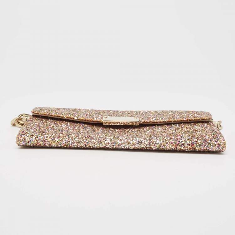Pre Owned Jimmy Choo Multicolor Glitter Riane Chain Clutch 