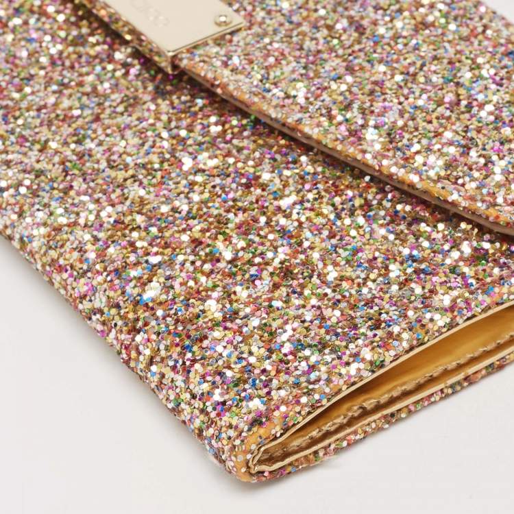 Pre Owned Jimmy Choo Multicolor Glitter Riane Chain Clutch 
