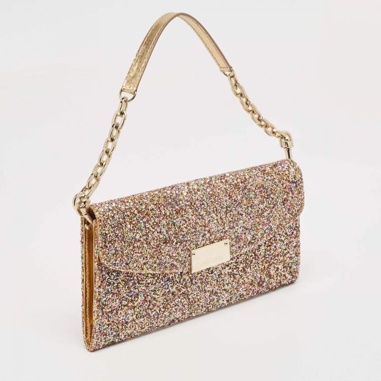 Pre Owned Jimmy Choo Multicolor Glitter Riane Chain Clutch 