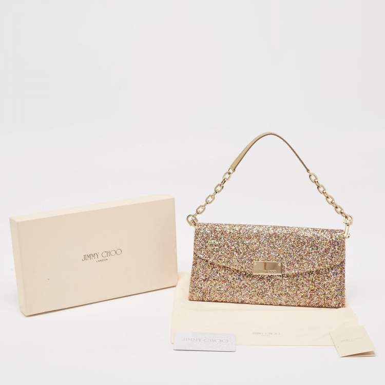 Pre Owned Jimmy Choo Multicolor Glitter Riane Chain Clutch 