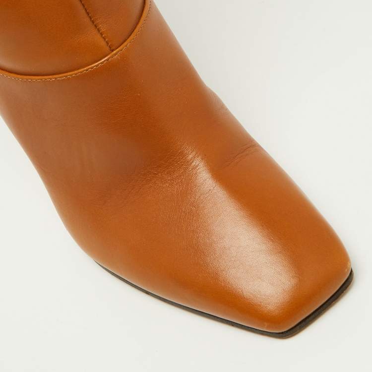 Pre Owned Jimmy Choo Brown Leather Mahesa 100 Embellished Knee Length Boots Size 36