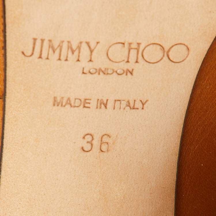 Pre Owned Jimmy Choo Brown Leather Mahesa 100 Embellished Knee Length Boots Size 36