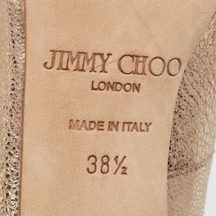 Pre Owned Jimmy Choo Metallic Gold Leather Strappy Sandals Size 38.5