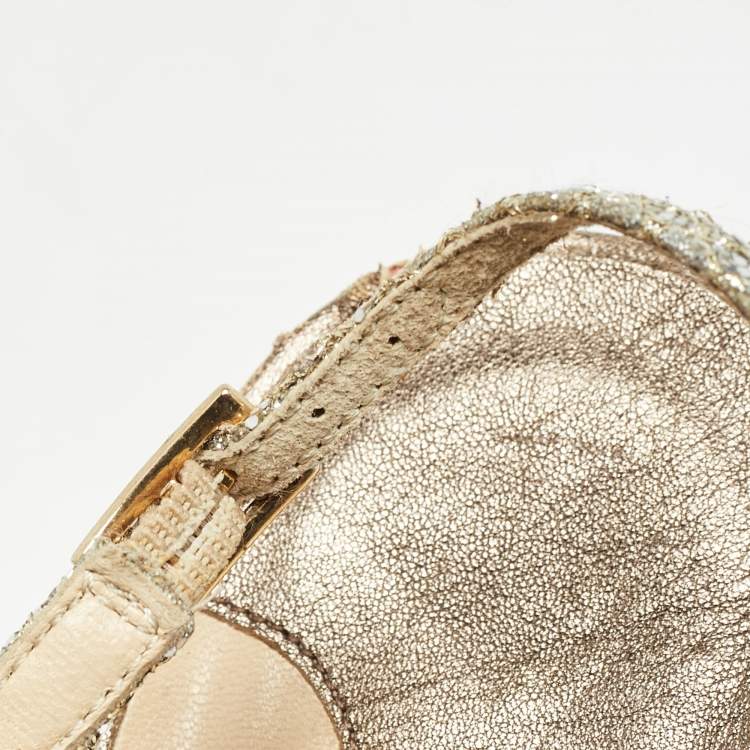 مملوكة مسبقًا Jimmy Choo Silver Glitter Nova Slingblack Pumps Size 42 
