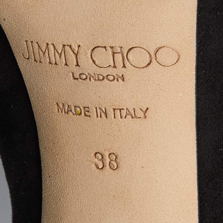 Pre Owned Jimmy Choo Black Suede Embellished Round Toe Ankle Boots Size 38
