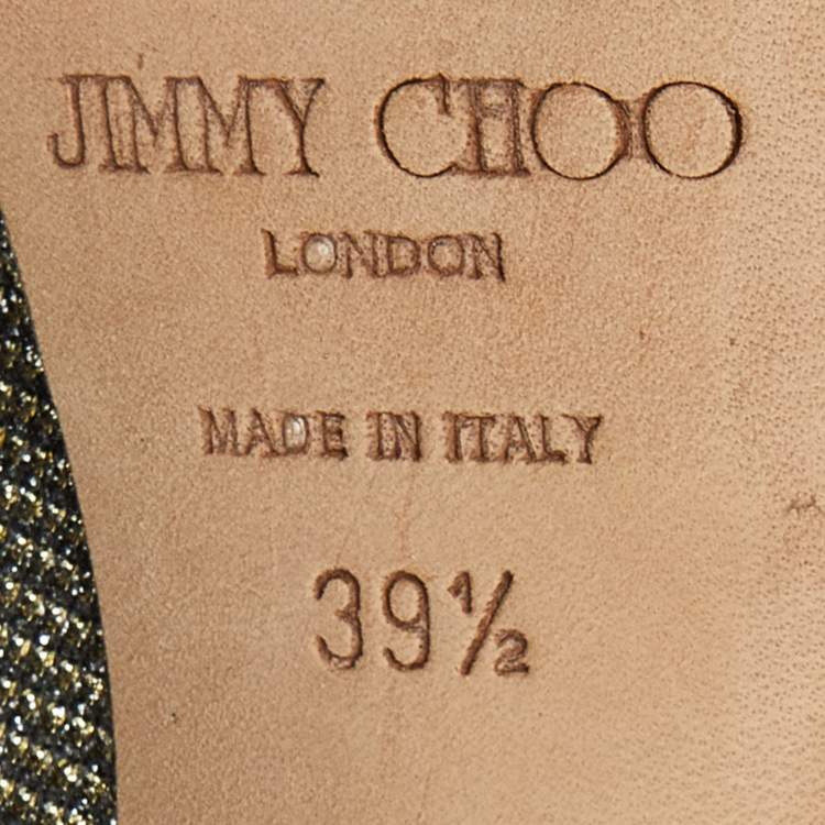 Pre Owned Jimmy Choo Gold/Silver Glitter Fabric Dahlia Platform Pumps Size 39.5