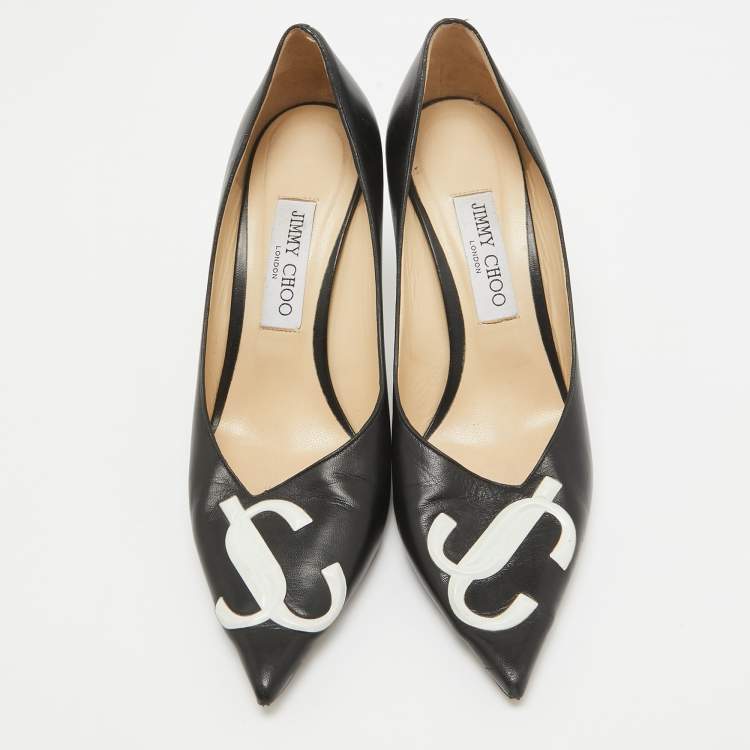 Pre Owned Jimmy Choo Black Leather JC Love Pumps Size 39.5