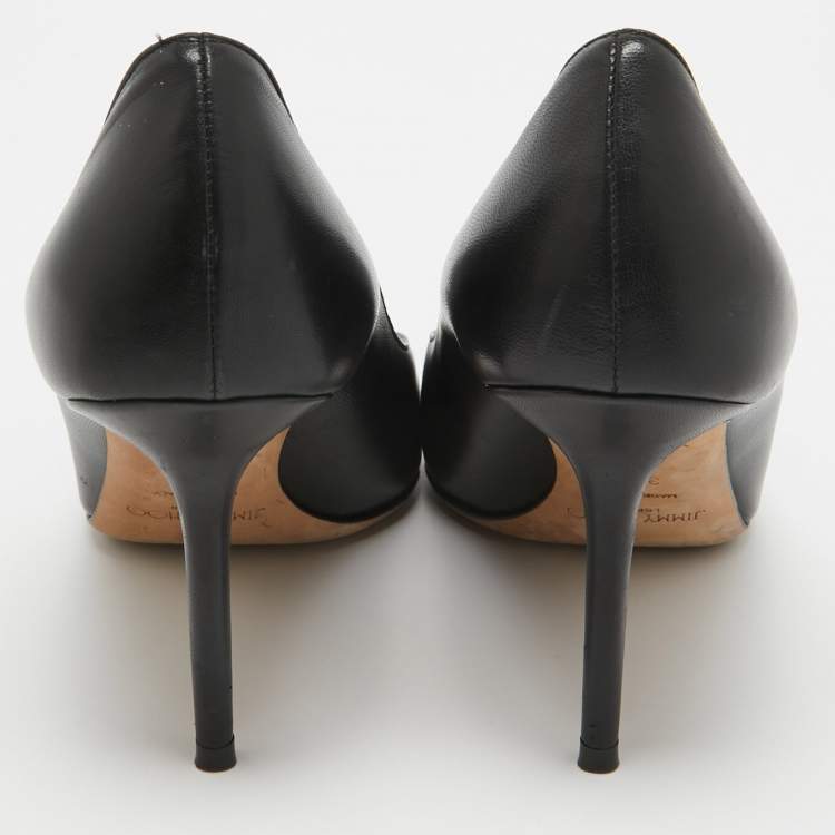 Pre Owned Jimmy Choo Black Leather JC Love Pumps Size 39.5