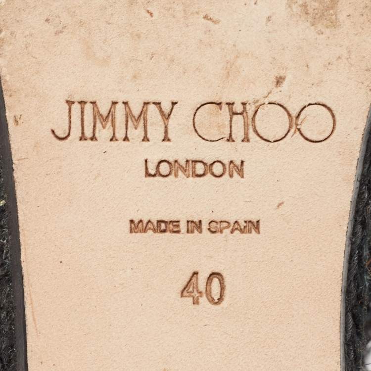 Pre Owned Jimmy Choo Silver Snake Embossed Leather Wedge Sandals Size 40