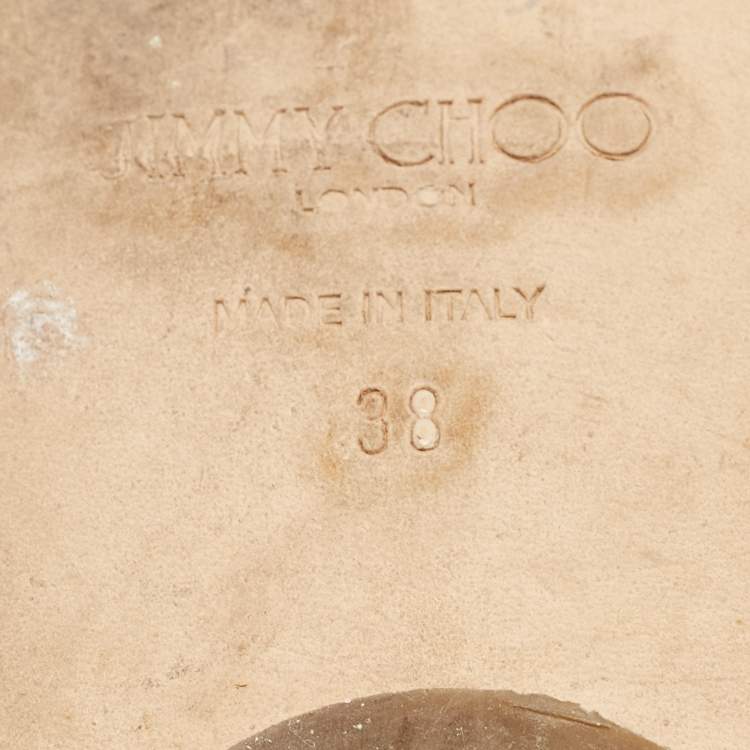 Pre Owned Jimmy Choo Cream Snakeskin Nanda Flat Slides Size 38