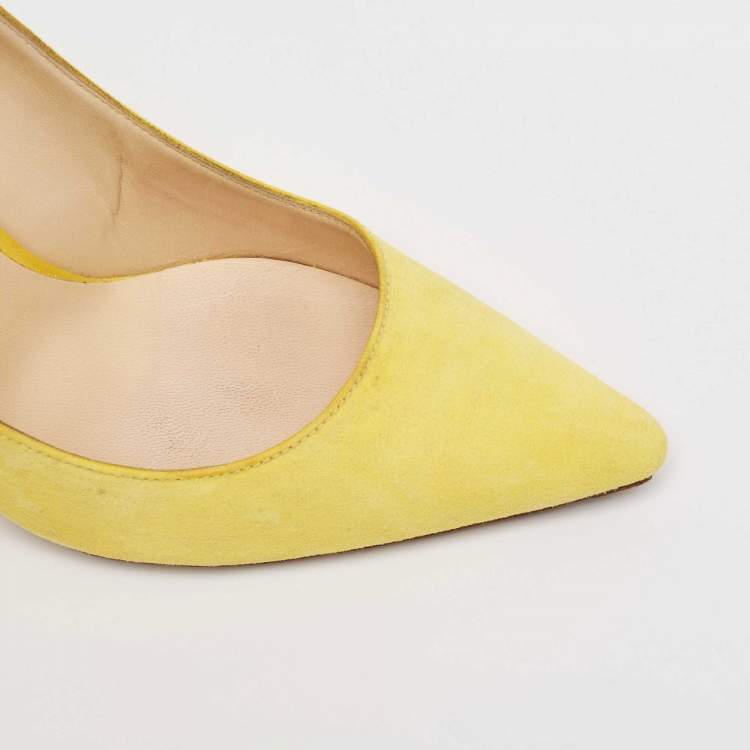 Pre Owned Jimmy Choo Yellow Suede Romy  Pointed Toe Pumps Size 40