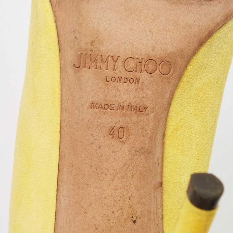 Pre Owned Jimmy Choo Yellow Suede Romy  Pointed Toe Pumps Size 40