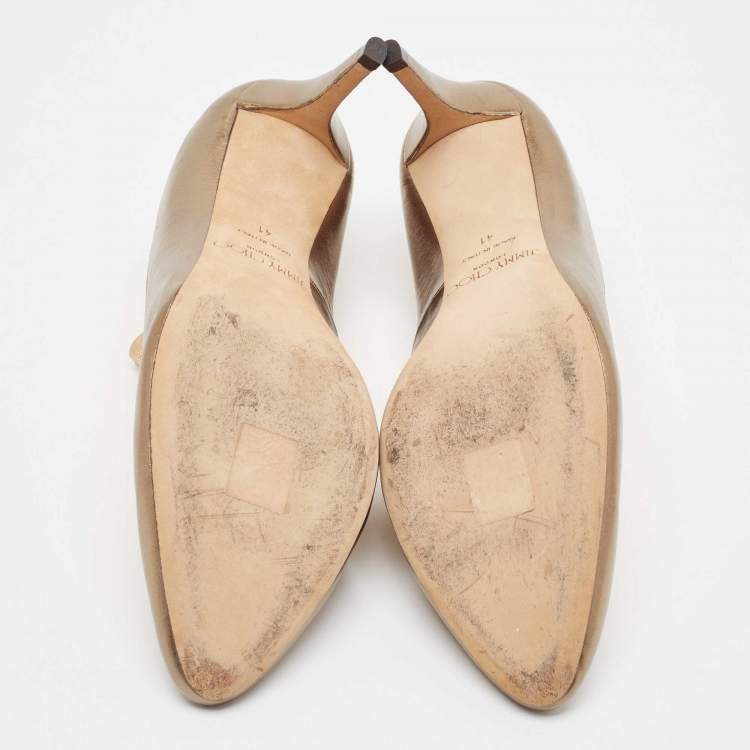 Pre Owned Jimmy Choo Gold Leather Dierdre Booties Size 41